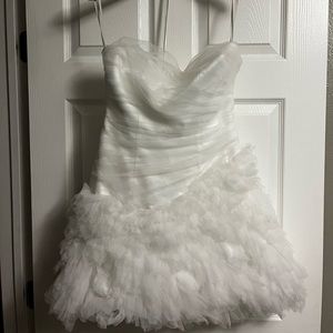 Vera Wang draped tulle mini dress w/ floral skirt